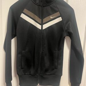 Nike Black Jacket with White and Brown Stripes